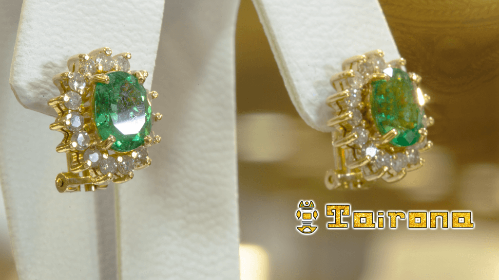 Aretes Esmeraldas Colombianas, diamantes y Oro.